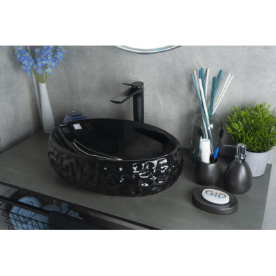 Раковина Gid 9030bf 52232 накладная черная глянцевая 48x34x15