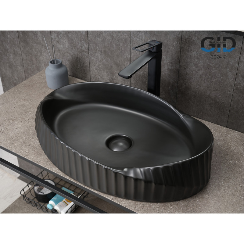 Раковина Gid Bm888 53358 накладная черная матовая 60x38.5x13.5