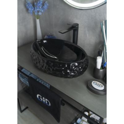 Раковина Gid 9030bf 52232 накладная черная глянцевая 48x34x15