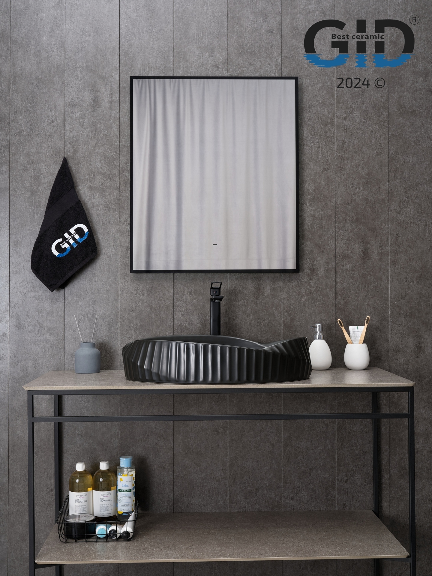 Раковина Gid Bm888 53358 накладная черная матовая 60x38.5x13.5
