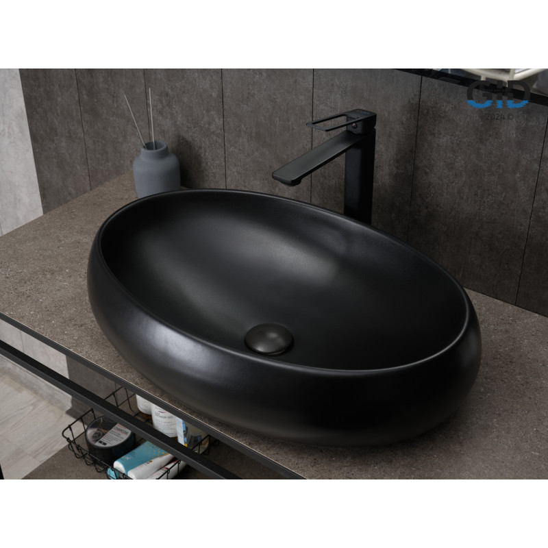 Раковина Gid Bm9030a 53371 накладная черная матовая 60x41x15