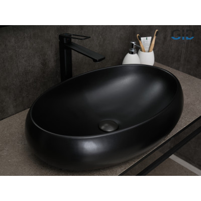 Раковина Gid Bm9030a 53371 накладная черная матовая 60x41x15