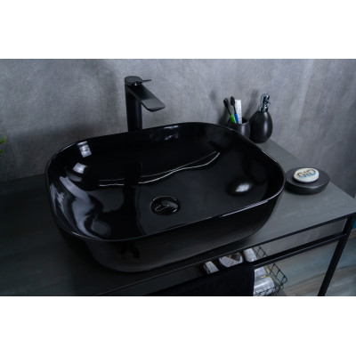Раковина Gid BL1302 53347 накладная черная глянцевая 50x40x14