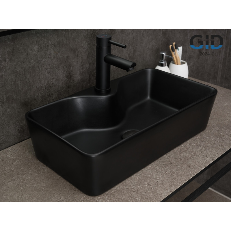Раковина Gid Bm9092 53353 накладная черная матовая 55x31x14