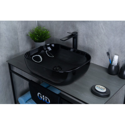 Раковина Gid BL1302 53347 накладная черная глянцевая 50x40x14