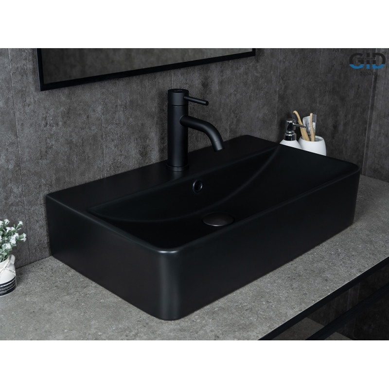 Раковина Gid Bm1344 53361 накладная черная матовая 61x35.5x14
