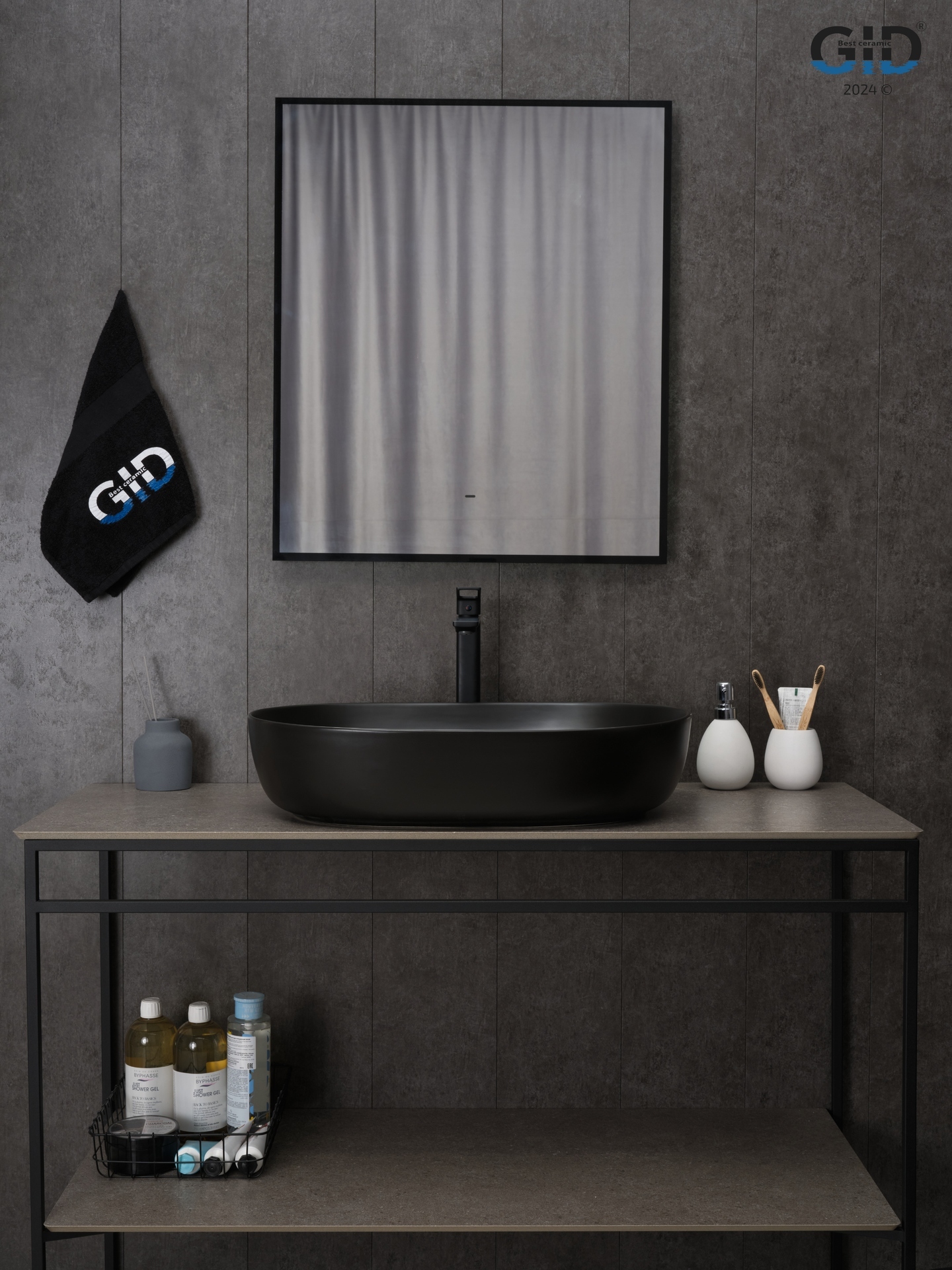 Раковина Gid Bm1348 53355 накладная черная матовая 61x41x13.5