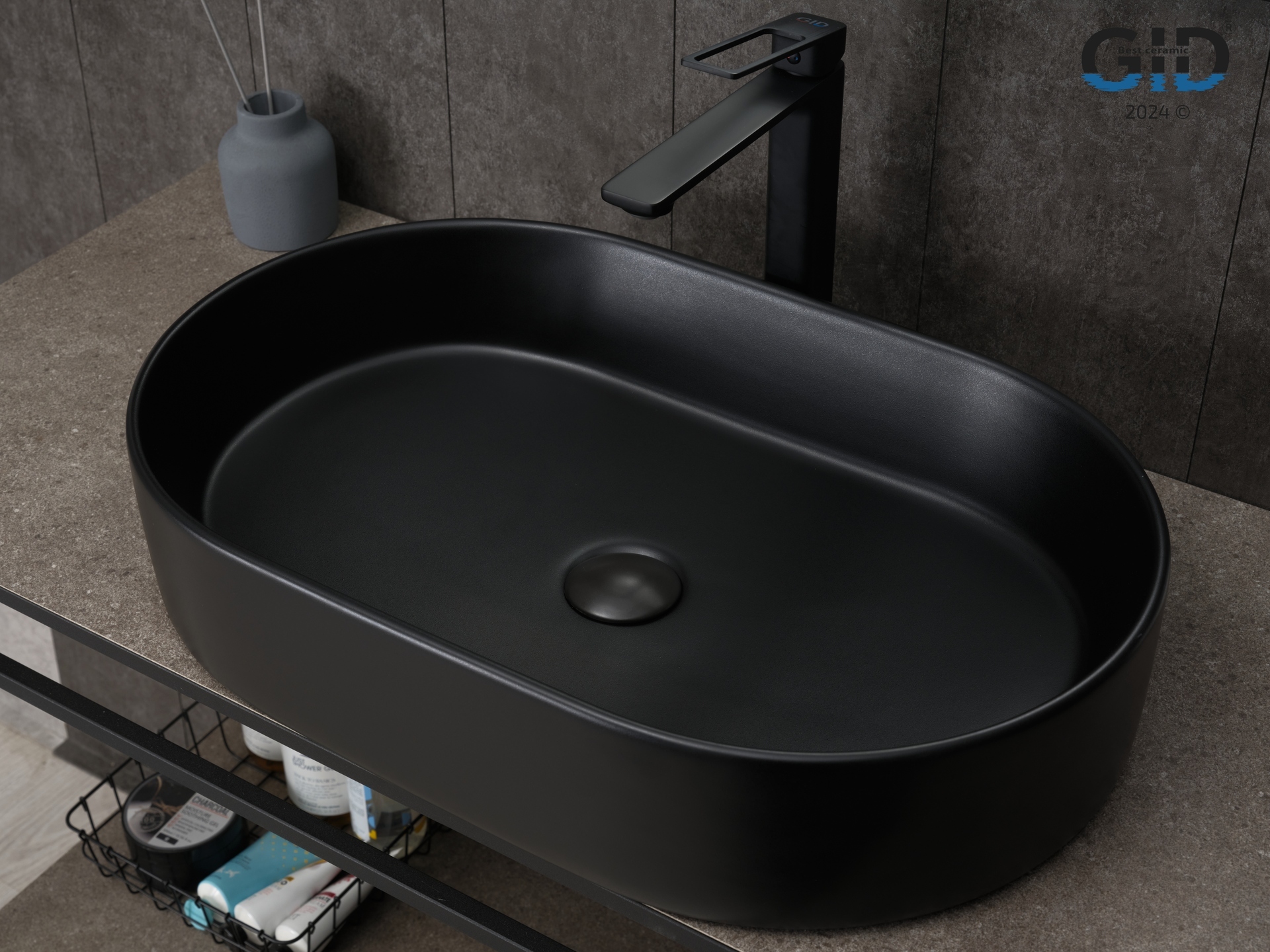 Раковина Gid Bm1479 53354 накладная черная матовая 61x38.5x12