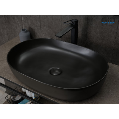 Раковина Gid Bm1348 53355 накладная черная матовая 61x41x13.5