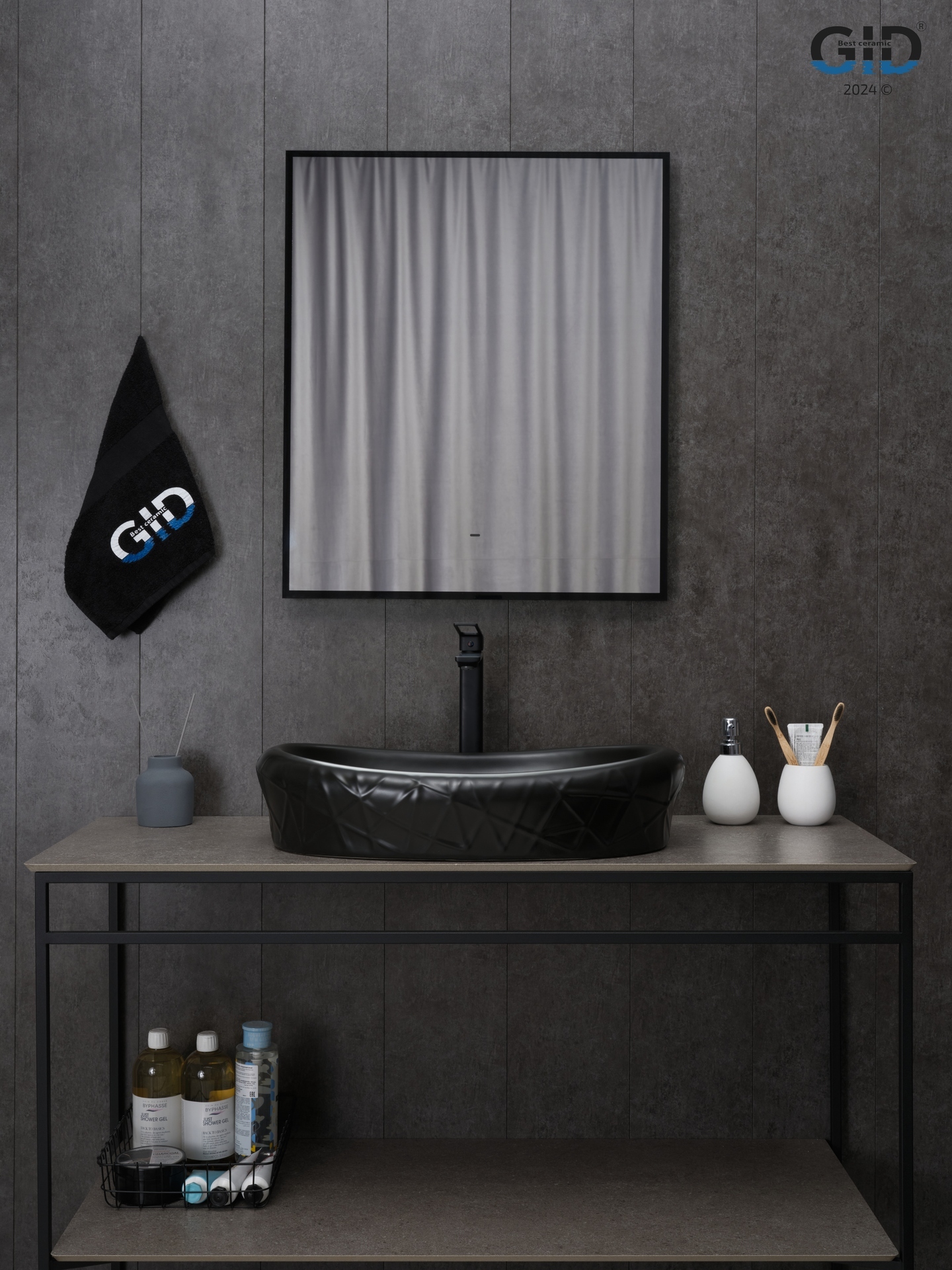 Раковина Gid Bm777 53357 накладная черная матовая 60x39x13.5