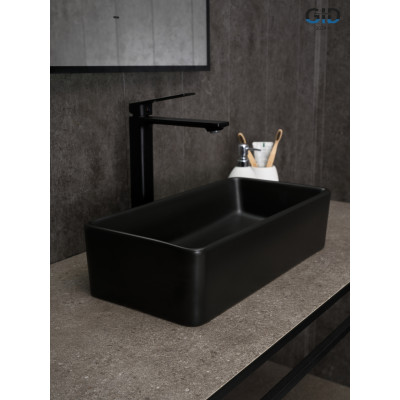 Раковина Gid Bm1104 53359 накладная черная матовая 46x23x12