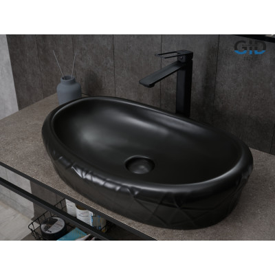 Раковина Gid Bm777 53357 накладная черная матовая 60x39x13.5