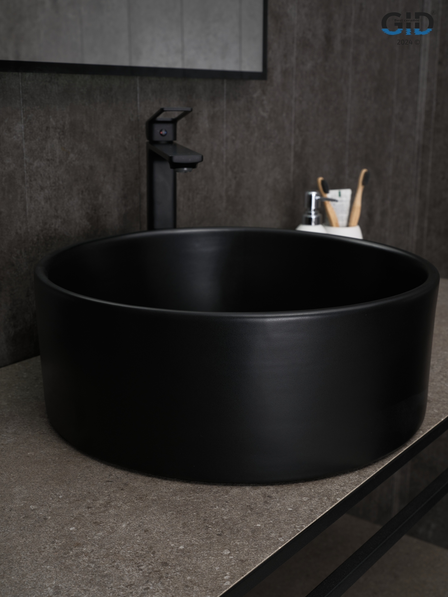 Раковина Gid Bm9011 53368 накладная черная матовая 40x40x15