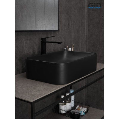 Раковина Gid Bm9598 53365 накладная черная матовая 61x38x15