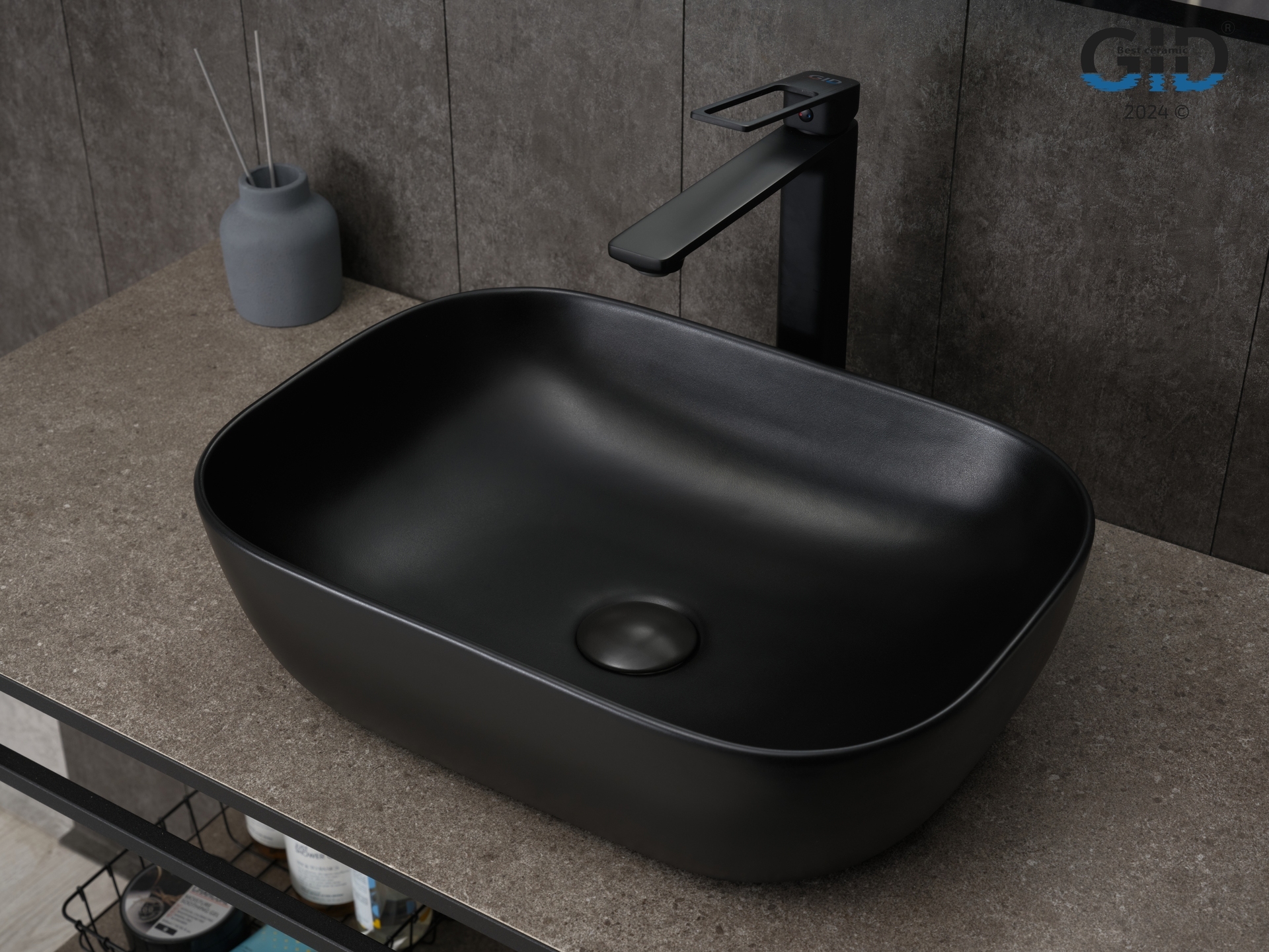 Раковина Gid Bm1333 53367 накладная черная матовая 46x32.5x13.5