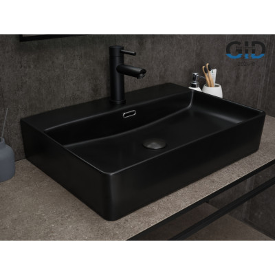 Раковина Gid Bm9256 53375 накладная черная матовая 60x42x14