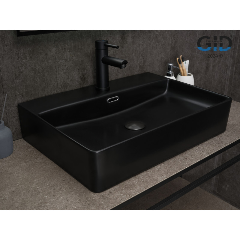 Раковина Gid Bm9256 53375 накладная черная матовая 60x42x14
