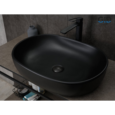 Раковина Gid Bm9026a 53369 накладная черная матовая 60x40x15