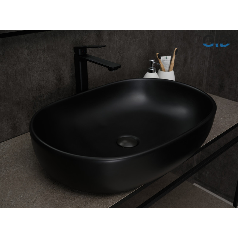Раковина Gid Bm9026a 53369 накладная черная матовая 60x40x15