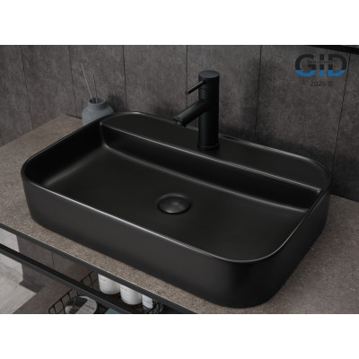 Раковина Gid Bm9660 53376 накладная черная матовая 60x40x11