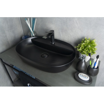Раковина Gid Bm1346 53345 накладная черная матовая 61x41x14