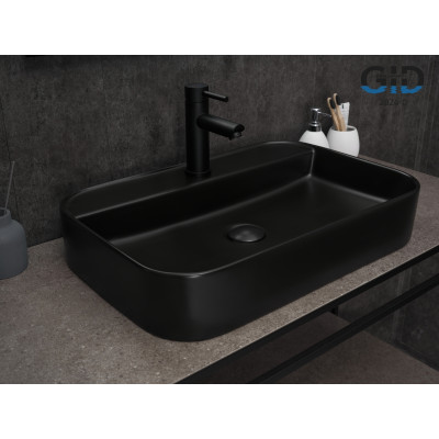 Раковина Gid Bm9660 53376 накладная черная матовая 60x40x11