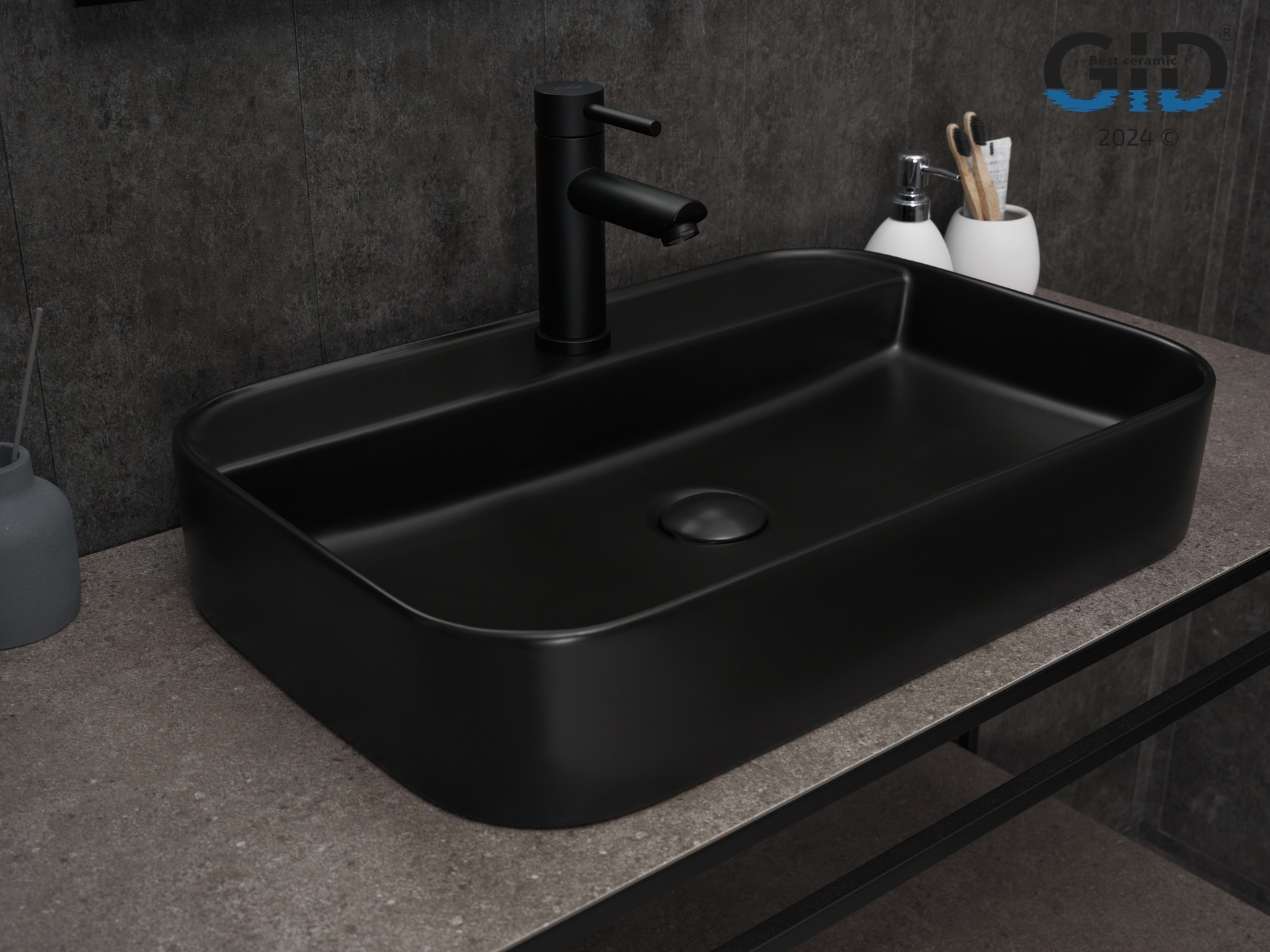 Раковина Gid Bm9660 53376 накладная черная матовая 60x40x11