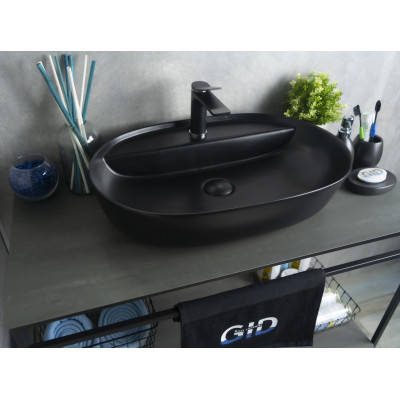 Раковина Gid Bm1346 53345 накладная черная матовая 61x41x14