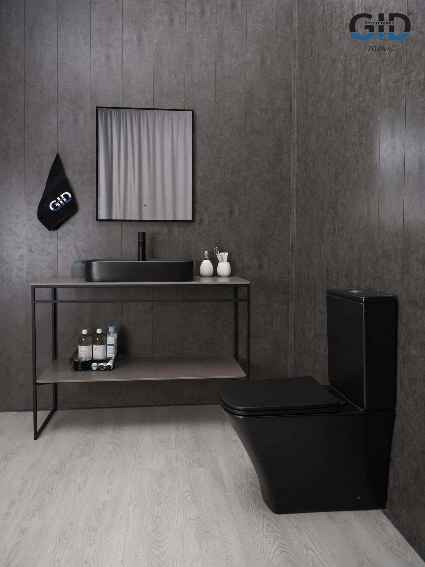 Раковина Gid Bm9660 53376 накладная черная матовая 60x40x11