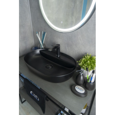 Раковина Gid Bm1346 53345 накладная черная матовая 61x41x14
