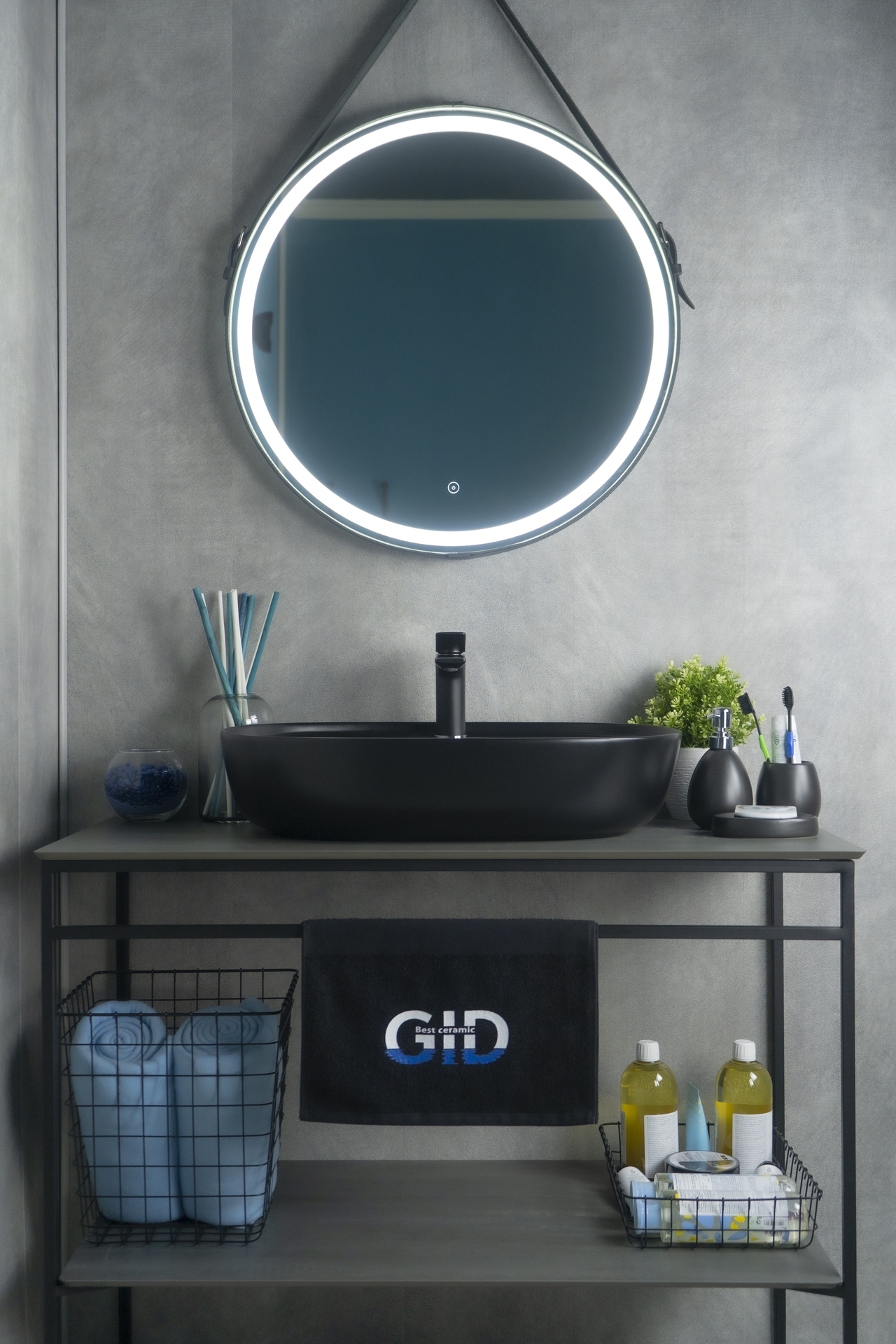 Раковина Gid Bm1346 53345 накладная черная матовая 61x41x14