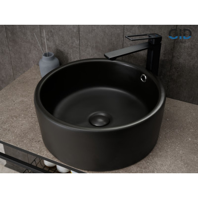 Раковина Gid N9130bg 53382 накладная черная графит 41.5x41.5x16.5