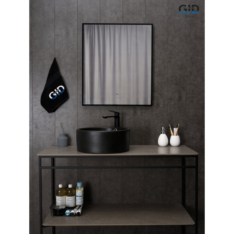 Раковина Gid N9130bg 53382 накладная черная графит 41.5x41.5x16.5