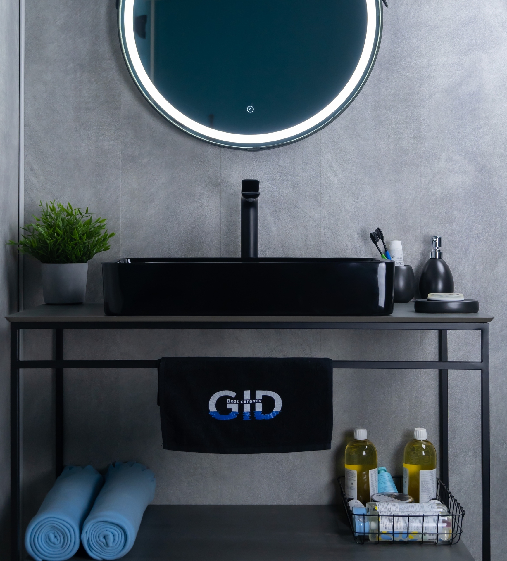 Раковина Gid BL9396 53346 накладная черная глянцевая 60x34x11