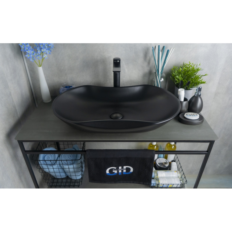 Раковина Gid Bm9175 53333 накладная черная матовая 66.5x41x12