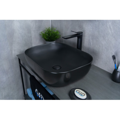 Раковина Gid Bm1302 53348 накладная черная матовая 50x40x14