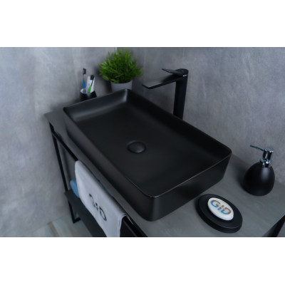 Раковина Gid Bm9396 53344 накладная черная матовая 60x34x11