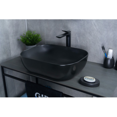Раковина Gid Bm1302 53348 накладная черная матовая 50x40x14
