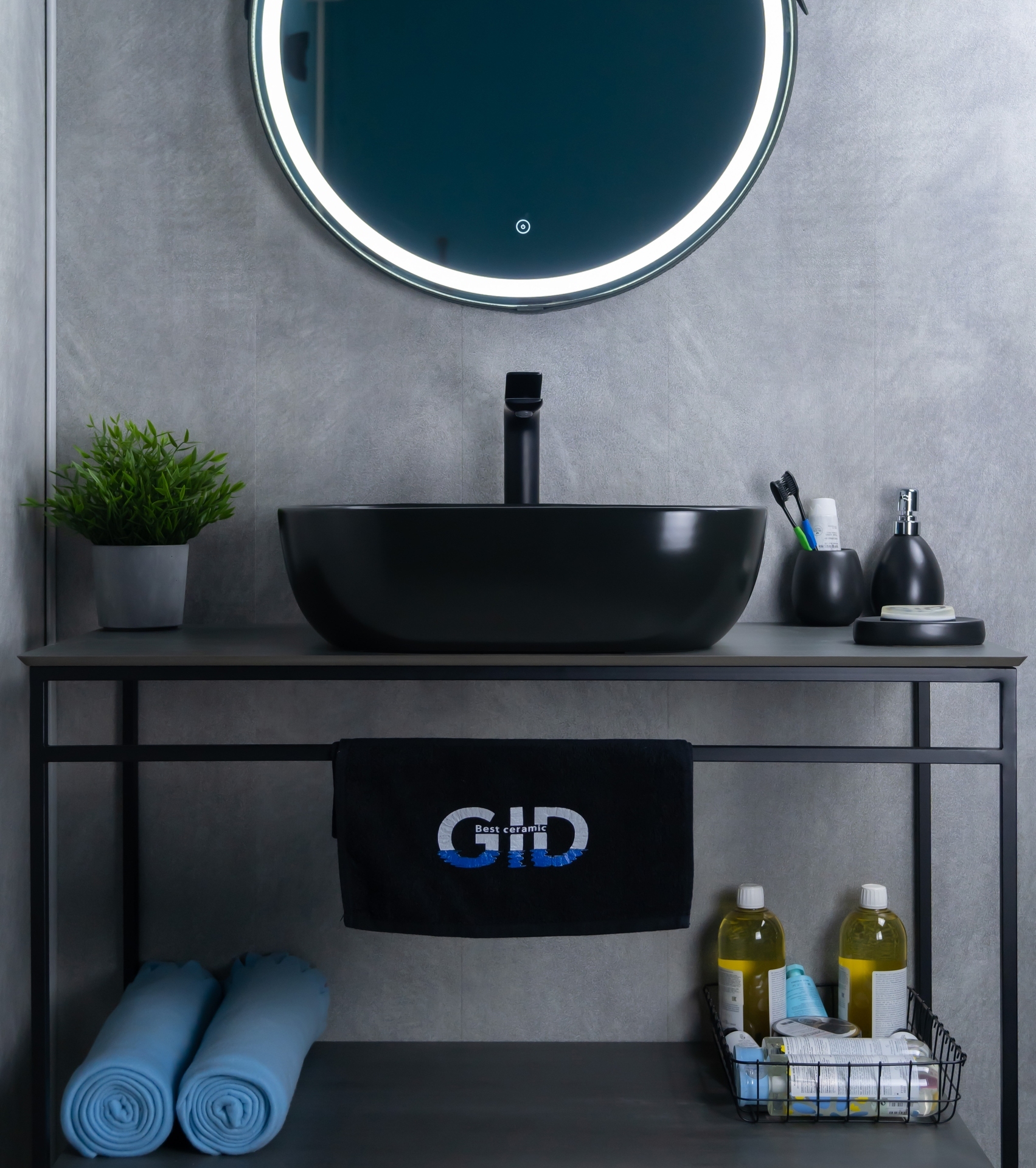 Раковина Gid Bm1302 53348 накладная черная матовая 50x40x14