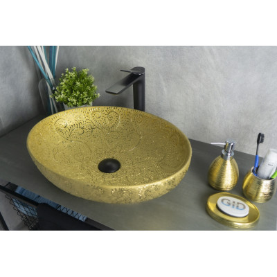 Раковина Gid Nc444 52233 накладная золотая 51x39x14.5