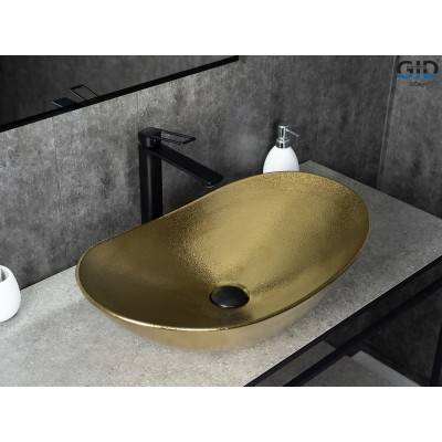 Раковина Gid Gd9811 53340 накладная золотая 61x37x15