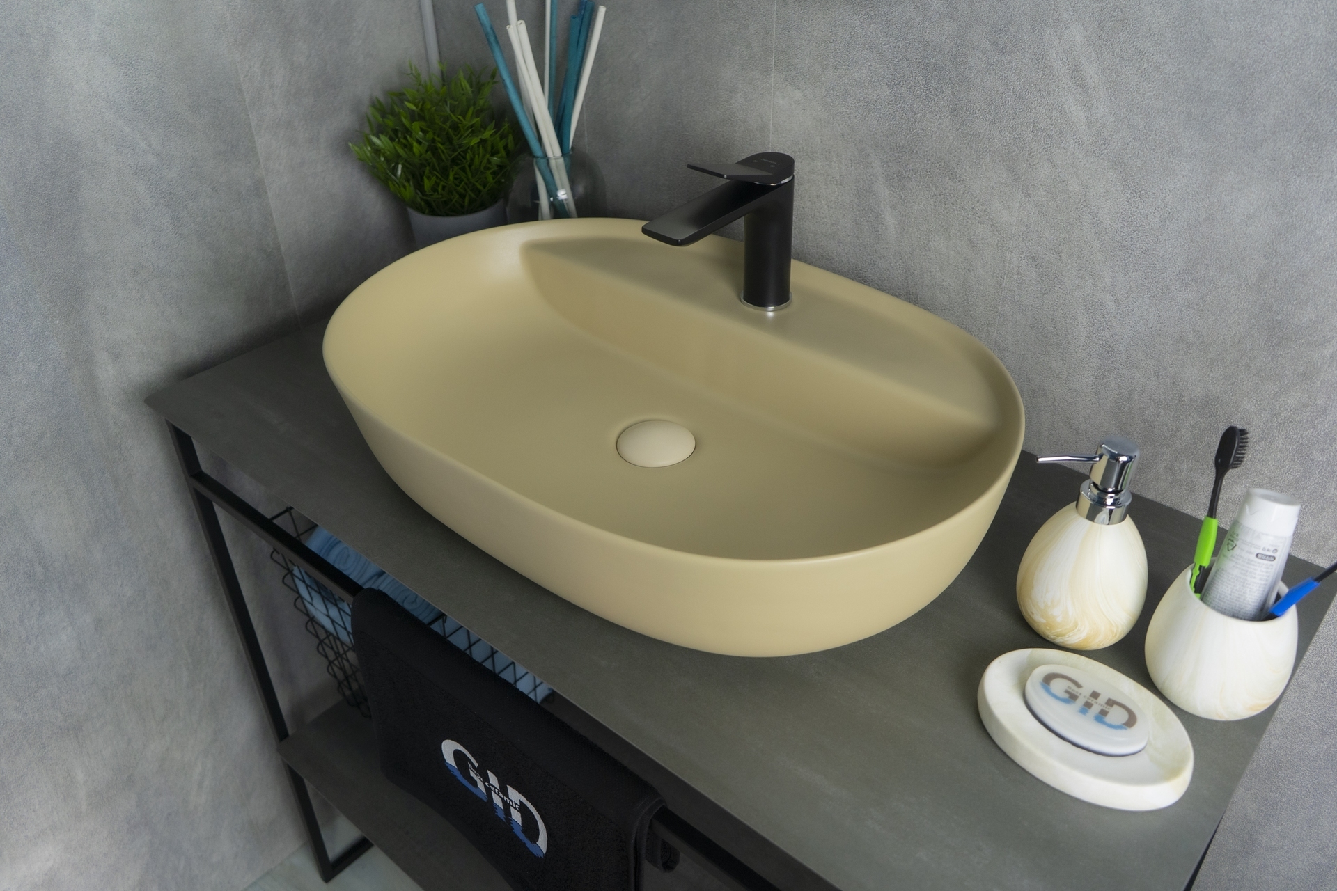 Раковина Gid Sr1346 53343 накладная светло-коричневая матовая 61x41x14