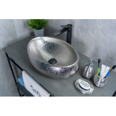 Раковина Gid 9030s 52235 накладная хром 48x34x15