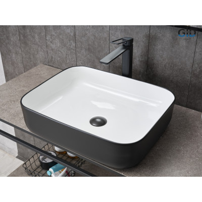 Раковина Gid Nc366 52205 накладная белая / черная 50x39x13