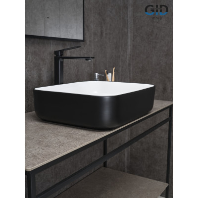Раковина Gid Nc366 52205 накладная белая / черная 50x39x13
