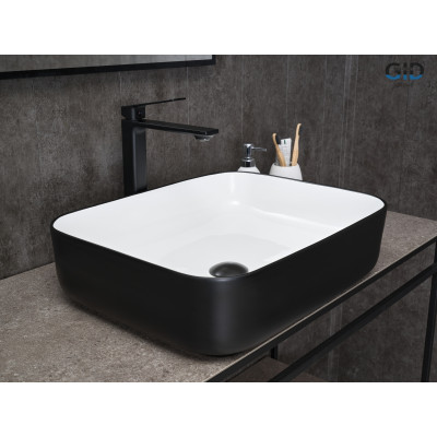 Раковина Gid Nc366 52205 накладная белая / черная 50x39x13