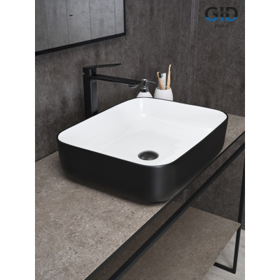 Раковина Gid Nc366 52205 накладная белая / черная 50x39x13