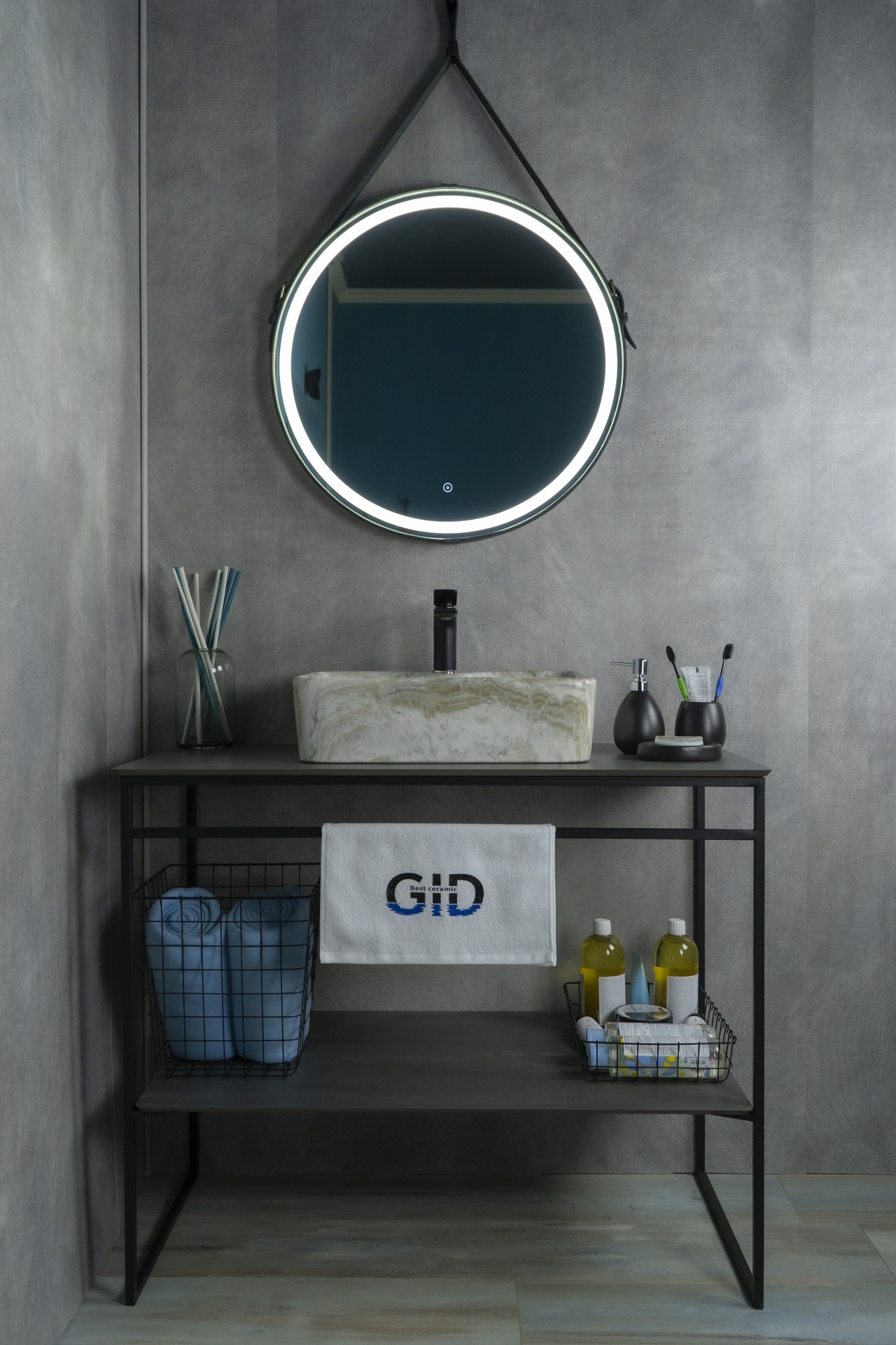 Раковина Gid Mnc605 54460 накладная под камень глянцевая 48x37x13