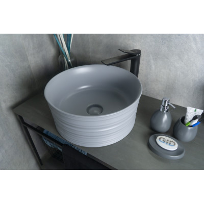 Раковина Gid Gm969 53335 накладная серая матовая 41x41x18