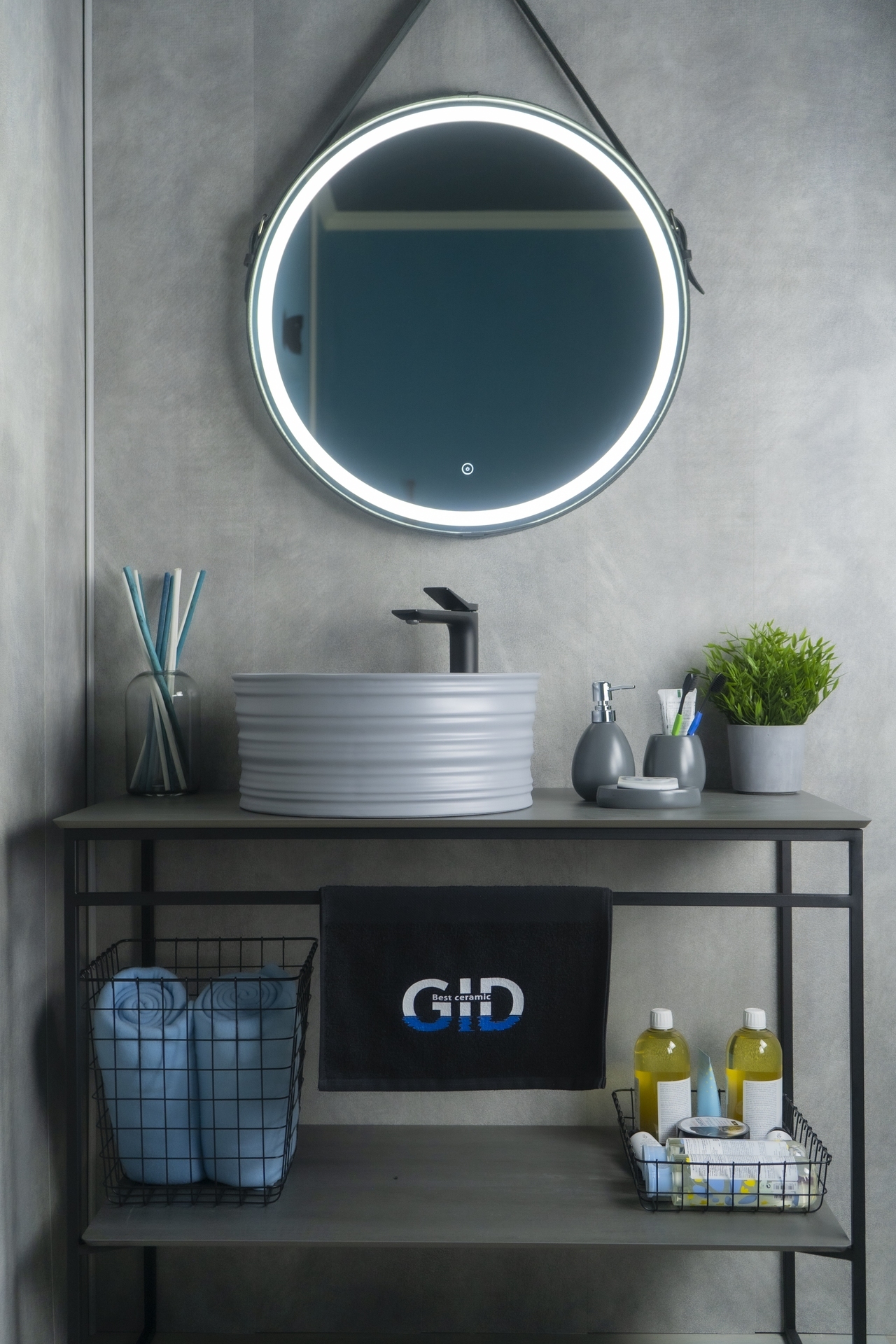 Раковина Gid Gm969 53335 накладная серая матовая 41x41x18